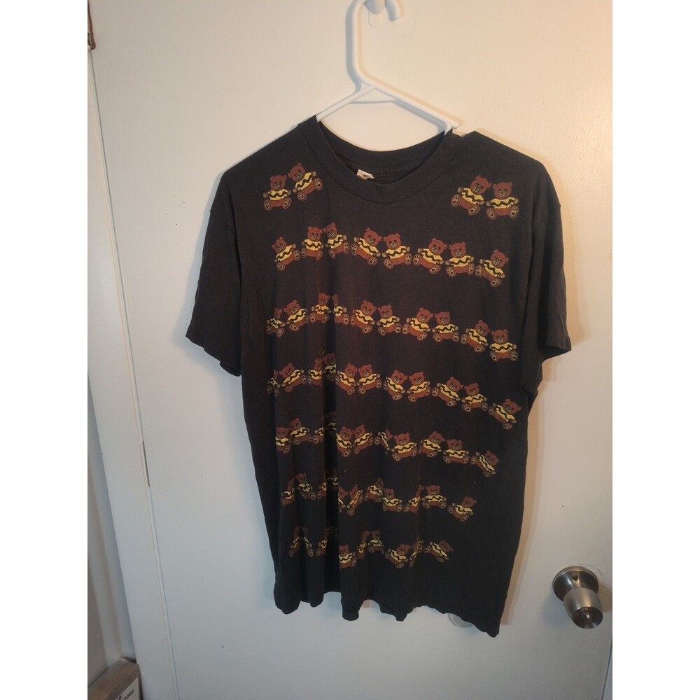 VINTAGE 80s Teddy Bear All Over Print T Shirt XXL Single Stitch Screen Stars USA